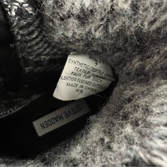 Steve Madden Combat Boots Women Size 7 Black Faux Fur Sock Mimsy Shoe - Picture 5 of 10